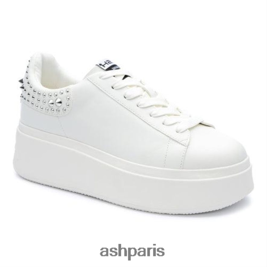 femmes ASH blanc/argent baskets cloutées à plateforme moby studs 6H8D002