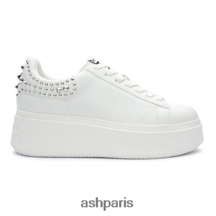 femmes ASH blanc/argent baskets cloutées à plateforme moby studs 6H8D002