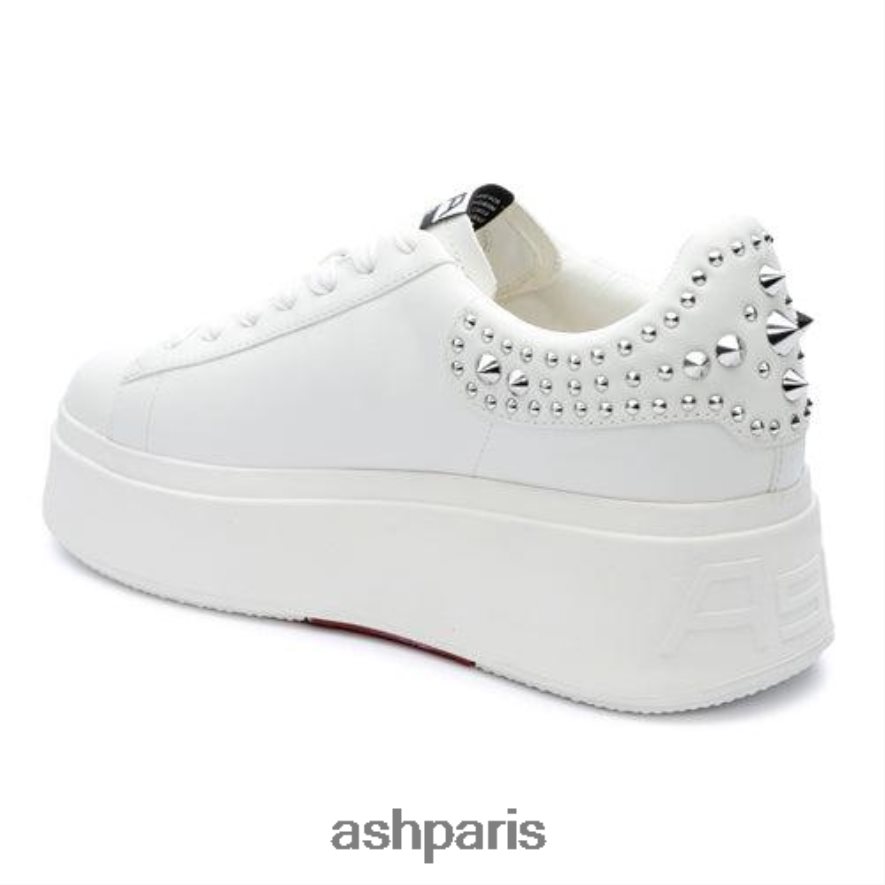 femmes ASH blanc/argent baskets cloutées à plateforme moby studs 6H8D002